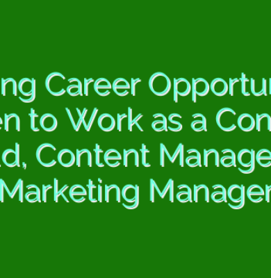 Exciting Career Opportunities: Open to Work as a Content Head, Content Manager, or Marketing Manager