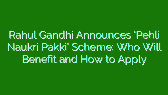 Rahul Gandhi Announces ‘Pehli Naukri Pakki’ Scheme: Who Will Benefit and How to Apply